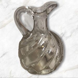 Vintage Small Clear Glass Pitcher or Cruet Swirled